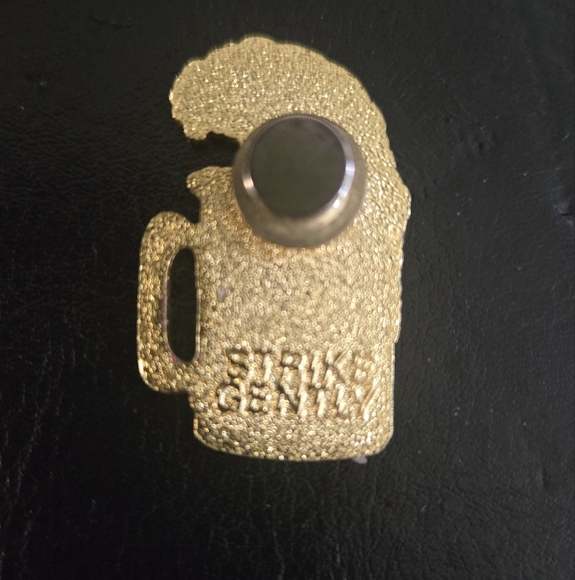 Strike Gently Gold and White Beer Mug Enamel Pin - Picture 2 of 2
